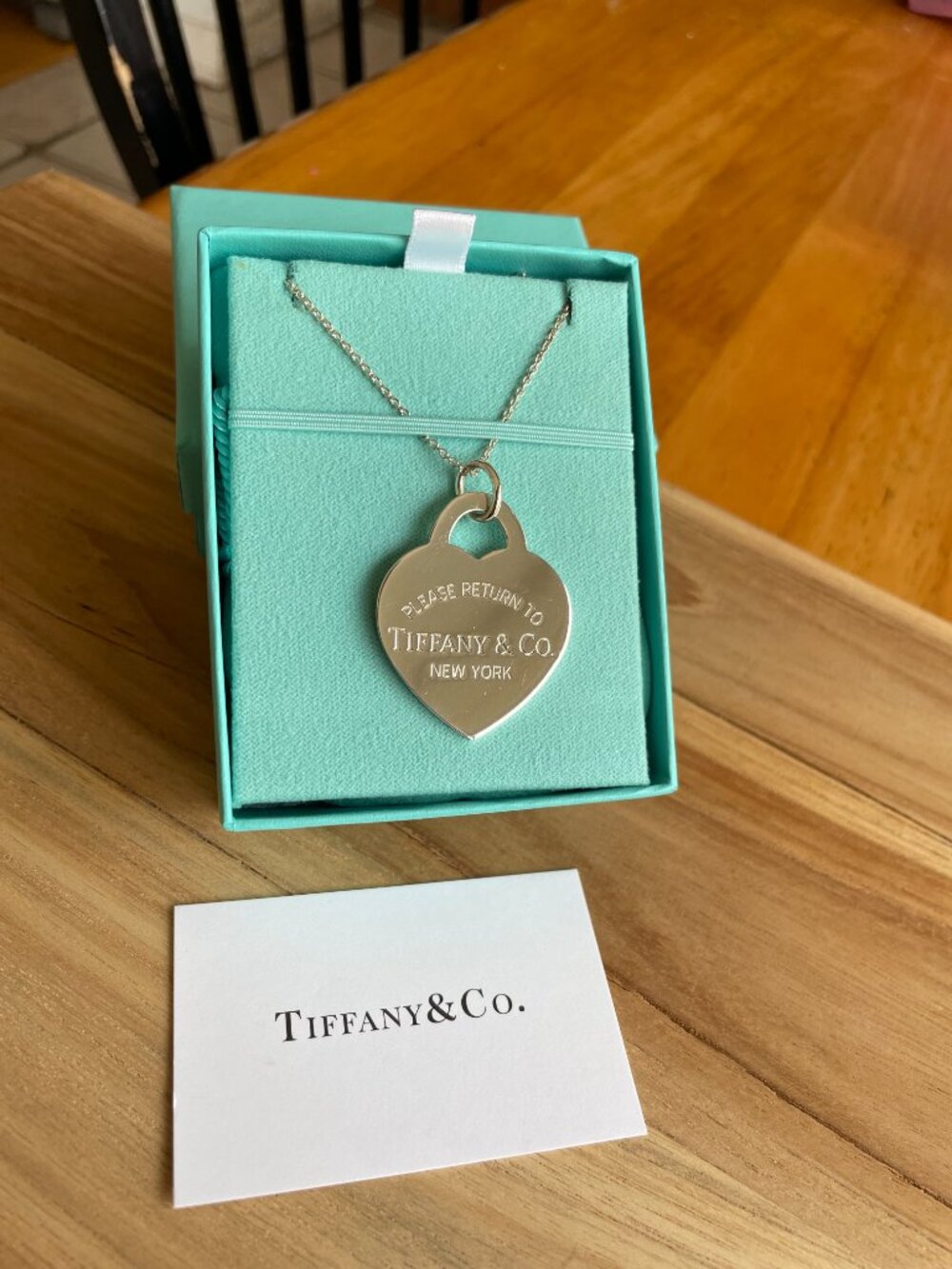 Authentic Tiffany & Co. Return XL Heart Tag Pendant on Mixed Bead Chain